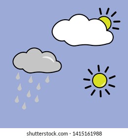 cloudy sunny rain vector. Weather icon
