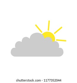 CLOUDY symbol. SUN and CLOUD. Weather forecast icon. Vector.