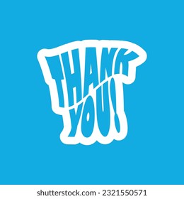 Cloudy Thank You Banner Lettering Text Effect with Blue Background