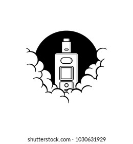 cloudy theme personal vaporizer vape e-cigarette vector art