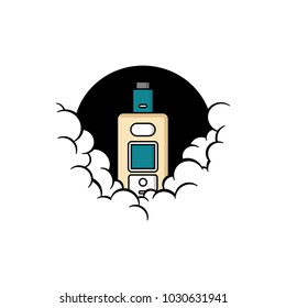 cloudy theme personal vaporizer vape e-cigarette vector art