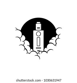 cloudy theme personal vaporizer vape e-cigarette vector art