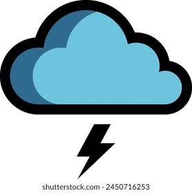 Cloudy Thunderstorm Weather Flat Icon