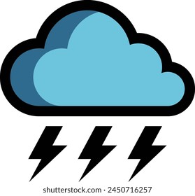 Cloudy Thunderstorm Weather Flat Icon