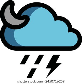 Cloudy Thunderstorm Weather Flat Icon