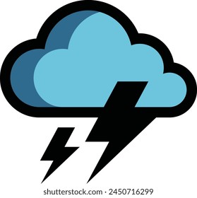 Cloudy Thunderstorm Weather Flat Icon