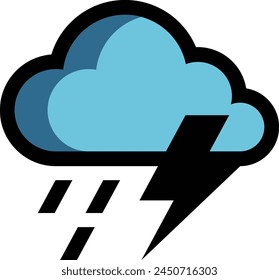 Cloudy Thunderstorm Weather Flat Icon