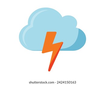 Cloudy with thunderstorms flat icon illustration 