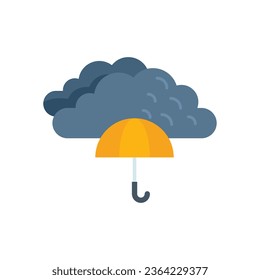 Cloudy umbrella icon flat vector. Rain forecast. Wind sky isolated