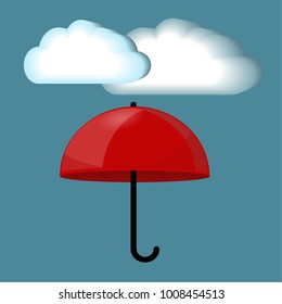 Cloudy and umbrella. Weather icon - vector illustration