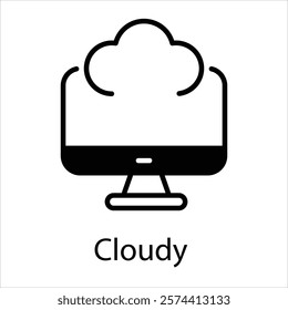 Cloudy Vector icon stock illustration