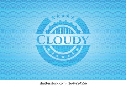 Cloudy water wave representation emblem. Vector Illustration. Detailed.