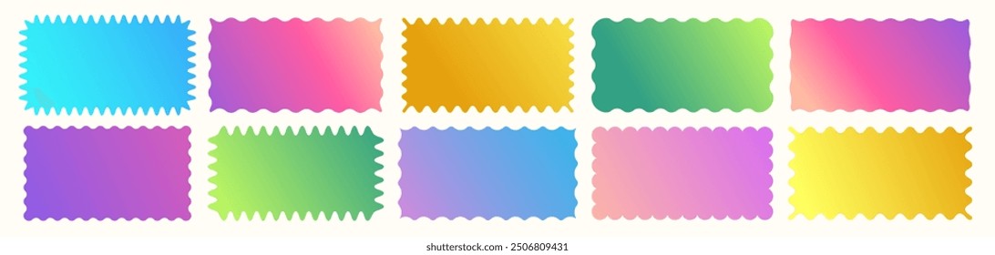 Cloudy wave curve edge borders vector set