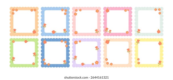 Cloudy wave curve edge frame in square format