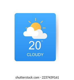 El tiempo nublado. Tarjeta para un widget meteorológico. Diseñado en vector aislado sobre fondo blanco. Concepto de ilustración de vector