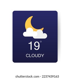 El tiempo nublado. Tarjeta para un widget meteorológico. Diseñado en vector aislado sobre fondo blanco. Concepto de ilustración de vector