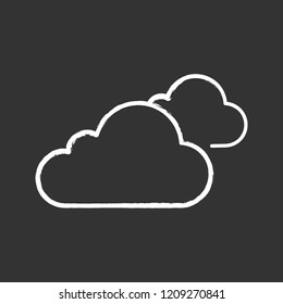 Cloudy weather chalk icon. Clouds. Heavy clouds. Overcast. Weather forecast. Isolated vector chalkboard illustration
