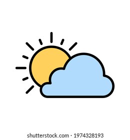 Cloudy, weather, cloud, sun Icon vector image. Can be used for Summer and Holidays. Suitable for mobile apps, web apps and print media.