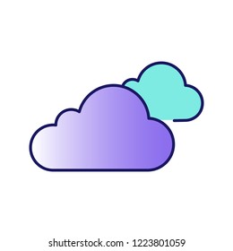 Cloudy weather color icon. Clouds. Heavy clouds. Overcast. Weather forecast. Isolated vector illustration