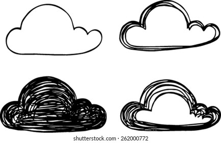 cloudy weather doodle - vector illustration