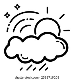 Cloudy Weather Forecast Outline Icon Isolated On White Background