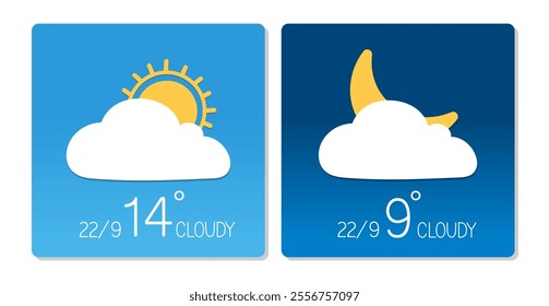 Cloudy weather forecast for September 22 with daytime and nighttime temperatures