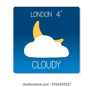 Cloudy weather forecast with temperature for London in winter season