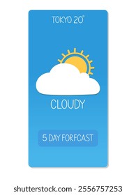 Cloudy weather forecast for Tokyo with temperature details displayed clearly