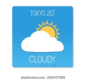 Cloudy weather forecast for Tokyo with a temperature of 20 degrees Celsius