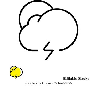 Icono de contorno de vectores de predicción meteorológica nublada