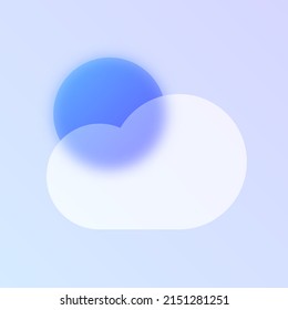 cloudy weather glass morphism trendy style icon. sun behind clouds transparent glass color vector icon with blur and purple gradient. for web and ui design, mobile apps and promo business polygraphy