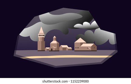 Cloudy weather grey vector illustration