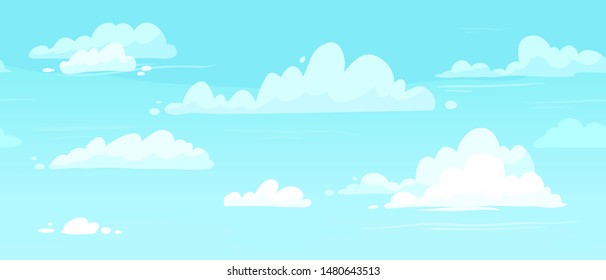  Cloudy weather, heaven cloud in skies backdrop or meteorology seamless vector background illustration