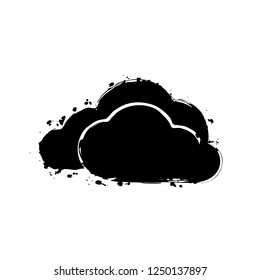 cloudy weather icon. Black ink with splashes on white background