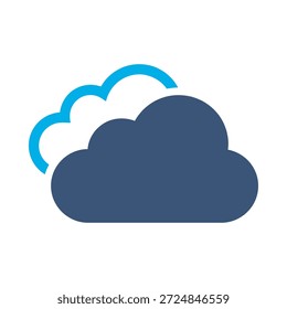 Cloudy weather icon blue flat vector design cloud symbol sky climate forecast nature overcast air graphic element sign