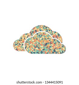 cloudy weather icon. Colored mosaic with polygons