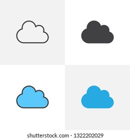 Cloudy weather icon. Line, glyph and filled outline colorful version, Cloud outline and filled vector sign. Symbol, logo illustration. Different style icons set