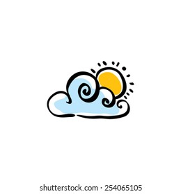 Cloudy weather icon on white background, vector illustration, meteorology sign.