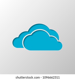 cloudy weather icon. Paper design. Cutted symbol with shadow