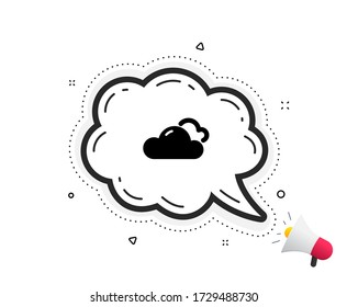 Das Wettersymbol ist bewölkt. Zitat-Sprechblase. Wolken signieren. Himmelssymbol. Anführungszeichen. Klassisches wolkiges Wettersymbol Vector