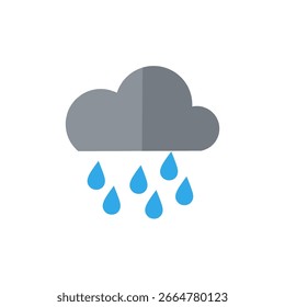 Cloudy Weather Icon with Raindrops Symbolizing Rain and Forecast Weather Conditions