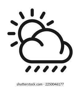Cloudy Weather icon. Sun behind the cloud with rain vector illustration
