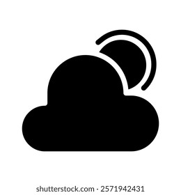 Cloudy weather icon with sun. Concept of weather forecast, climate, and meteorology.