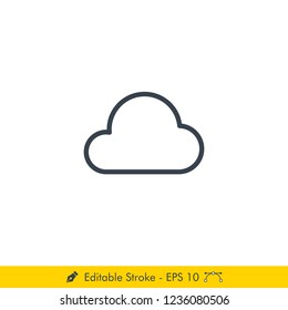 Cloudy Weather Icon / Vector - In Line / Stroke Design