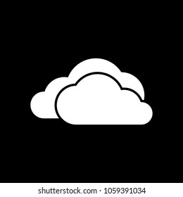 cloudy weather icon. White icon on black background. Inversion