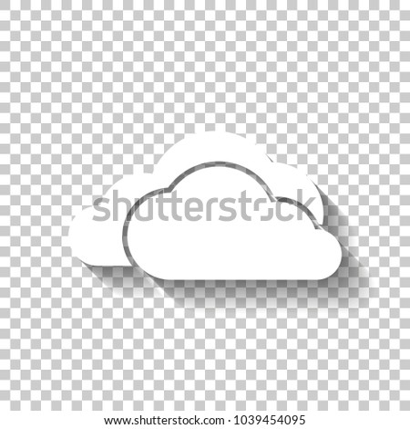 cloudy weather icon. White icon with shadow on transparent background