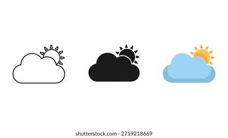 Bewölkte Wettersymbole in verschiedenen Stilen