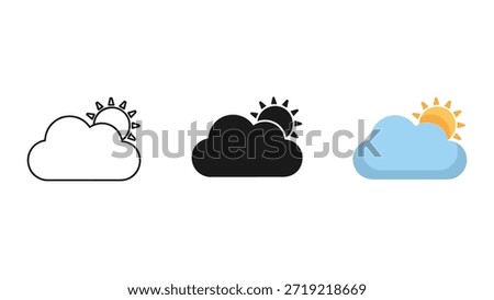 Cloudy weather icons in different styles