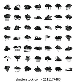 Cloudy weather icons set simple vector. Climate air. Snow rain