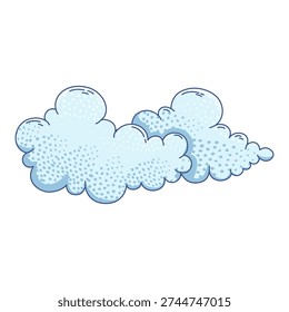 Cloudy weather illustration with Fluffy blue clouds illustration with a stipple texture effect